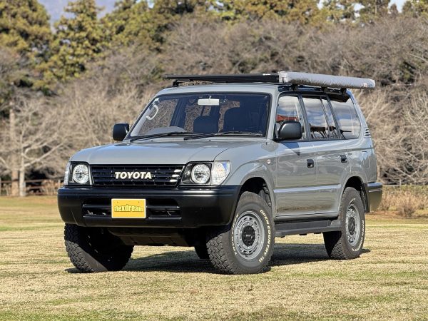 ランクル95プラド丸目 ARBルーフラック（BASERACK）＆ARBサイドオーニング（ソフトケース）セメントグレーオールペイント×BRUT BR-70アルミホイール＋TOYOTIRES 785 ホワイトレタータイヤ