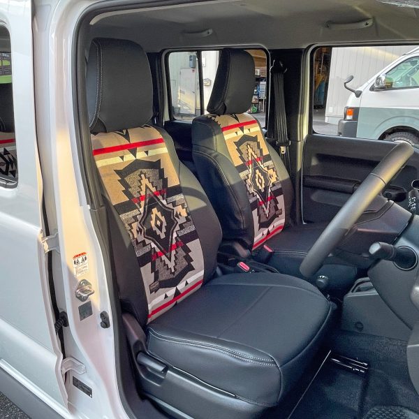 ジムニーノマド JC74 ペンドルトンコラボシートカバー【オーバーオール×ブラックPVCレザー】