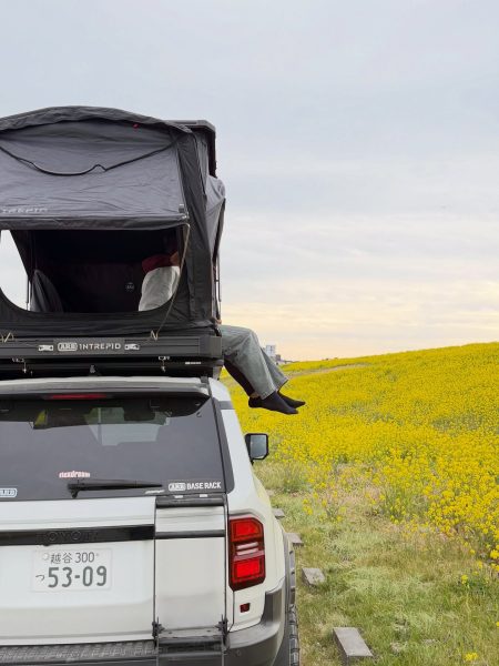 ランクル250の屋根にARB INTREPID イントレピッド ルーフトップテントで高いところからのお花見